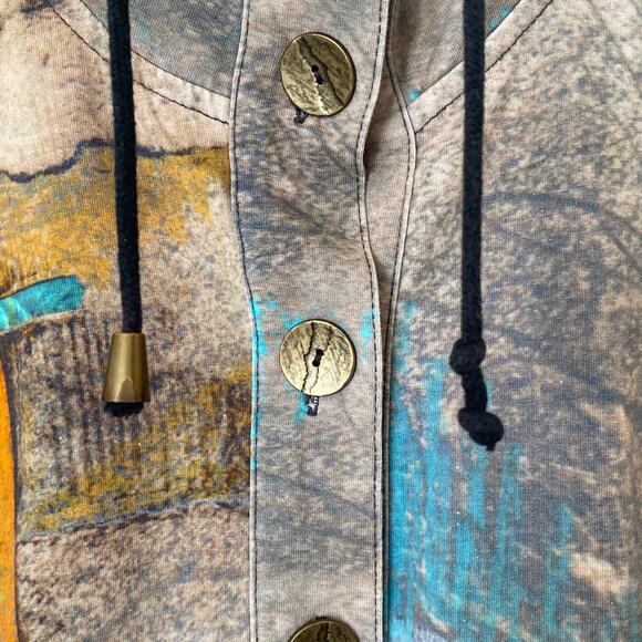 SIMPLY ART by DOLCEZZA Abstract Button Down Jacket, Size Small - Picture 10 of 11